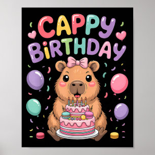 Póster Cumpleaños de niña de animales lindos carpinchos p
