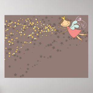 Póster Cumpleaños de niña princesa hada rosa caprichosa e