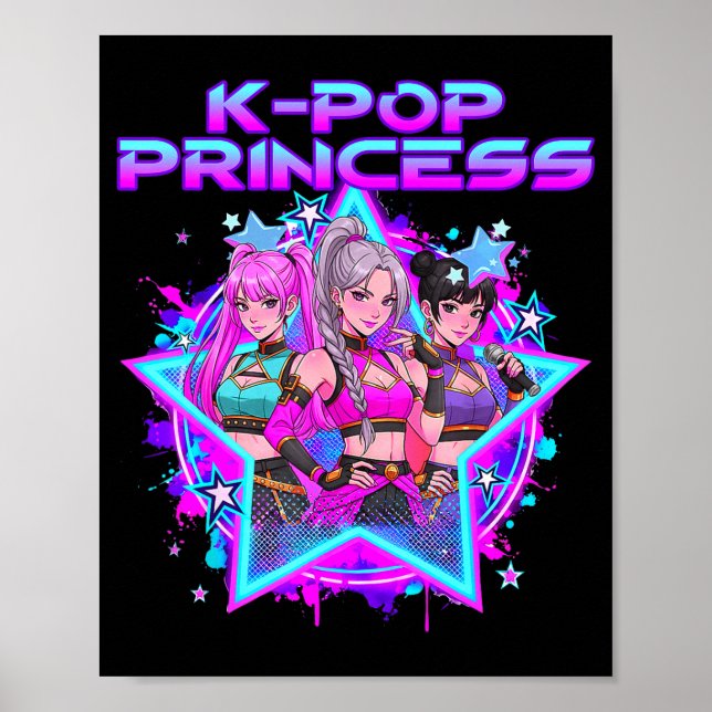 Póster Cumpleaños de niñas princesas pop lindas (Frente)