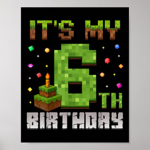 Póster Cumpleaños de Niño Chico Es Mi 6º Cumpleaños Jugad