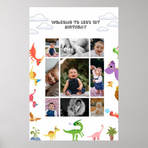 Póster Cumpleaños de niño con dinosaurio / Dino lindo