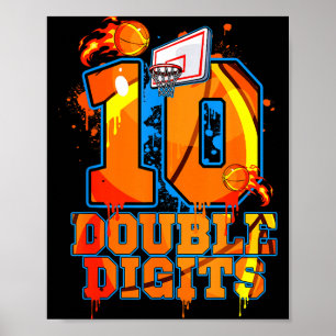 Póster Cumpleaños de niño de doble dígito baloncesto 10 a