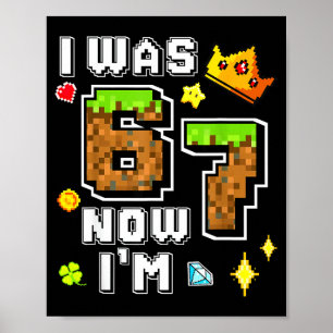 Póster Cumpleaños de niño jugador pixel tenía 6 7 años cu