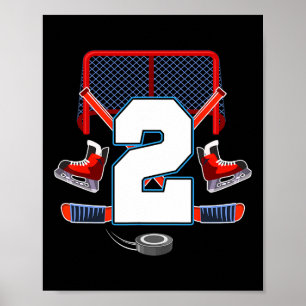Póster Cumpleaños de niño tema hockey sobre hielo 2 años