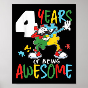 Póster Cumpleaños de niños autistas de 4 años Chica autis