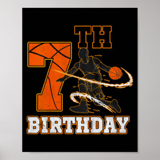 Póster Cumpleaños de niños de 7 años baloncesto niños chi