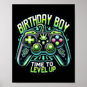 Póster Cumpleaños de niños nivel arriba controlador de ju