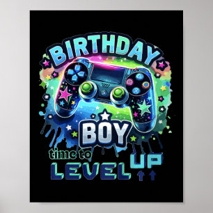 Póster Cumpleaños de niños nivel de niño arriba controlad