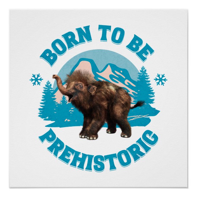 Póster Cumpleaños de niños prehistóricos mamut bebé lindo (Anverso)