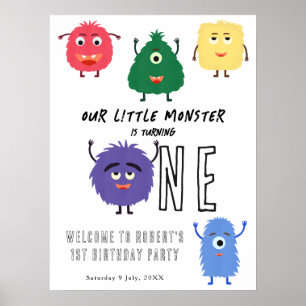 Póster Cumpleaños de nuestro pequeño monstruo