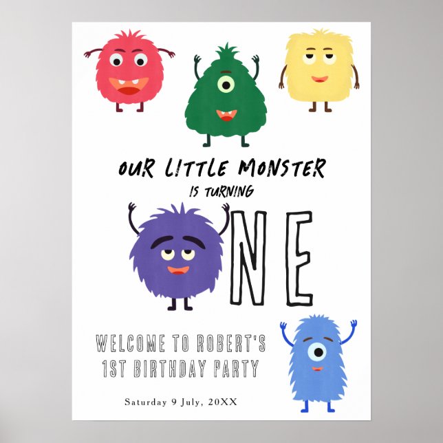 Póster Cumpleaños de nuestro pequeño monstruo (Frente)