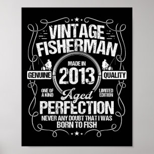 Póster Cumpleaños de pesca 2013 para pescador nacido en 2
