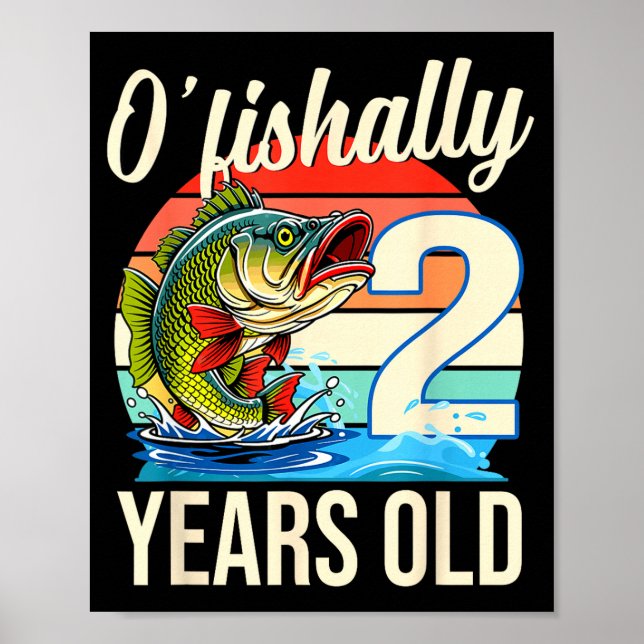 Póster Cumpleaños de pesca O'fishally 2 años tema (Frente)