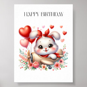 Póster Cumpleaños de piloto conejito