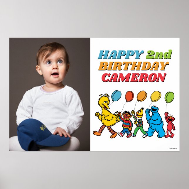 Póster Cumpleaños de Sesame Street Pals Balloons (Frente)