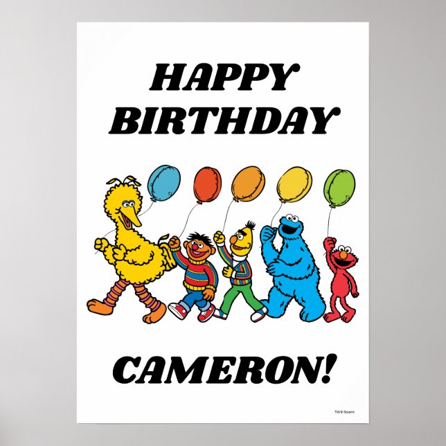 Póster Cumpleaños de Sesame Street Pals Balloons (Frente)