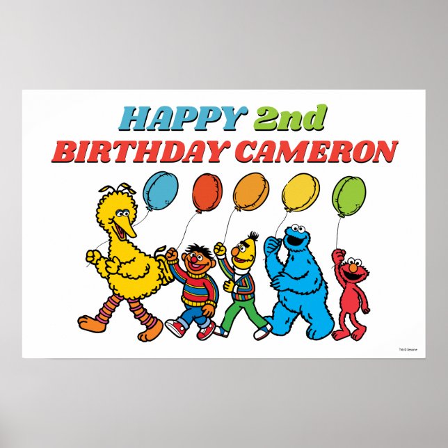 Póster Cumpleaños de Sesame Street Pals Balloons (Frente)