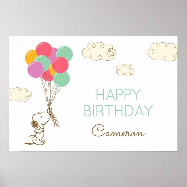 Póster Cumpleaños de Snoopy y Balloons (Frente)