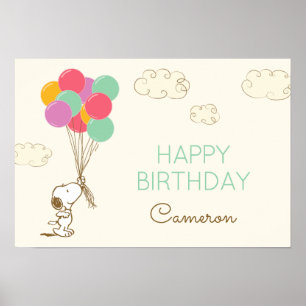 Póster Cumpleaños de Snoopy y Balloons