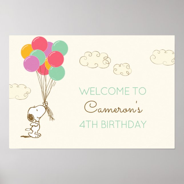 Póster Cumpleaños de Snoopy y Balloons (Frente)