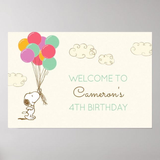 Póster Cumpleaños de Snoopy y Globos (Frente)