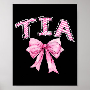 Póster Cumpleaños de Tía la niña con lazo rosa coquette a