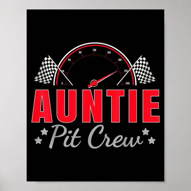 Póster Cumpleaños de Tía Piloto de Equipo de Pits de Auto (Frente)
