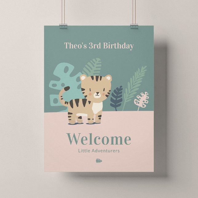 Póster Cumpleaños de Tiny Tiger 18x24 (Tiny Tiger - 18x24" Party Welcome Poster)
