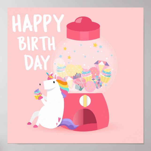 Póster Cumpleaños de Unicornio (Frente)