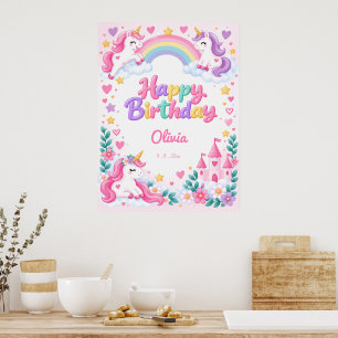 Póster Cumpleaños de Unicornio Mágico