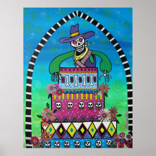Póster cumpleaños de vaquero de los muertos