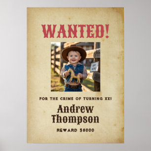Póster Cumpleaños de Vaquero Occidental Buscado