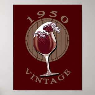 Póster Cumpleaños del amante del vino - 1950 Vintage