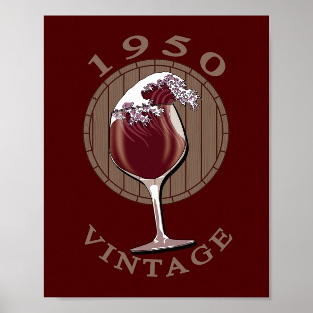 Póster Cumpleaños del amante del vino - 1950 Vintage (Frente)