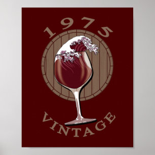 Póster Cumpleaños del amante del vino - 1975 Vintage