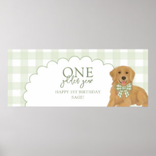 Póster Cumpleaños del Cachorro Retriever de Un Año