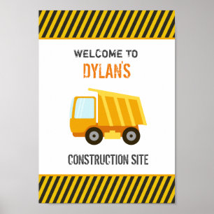 Póster Cumpleaños del camión de la construcción