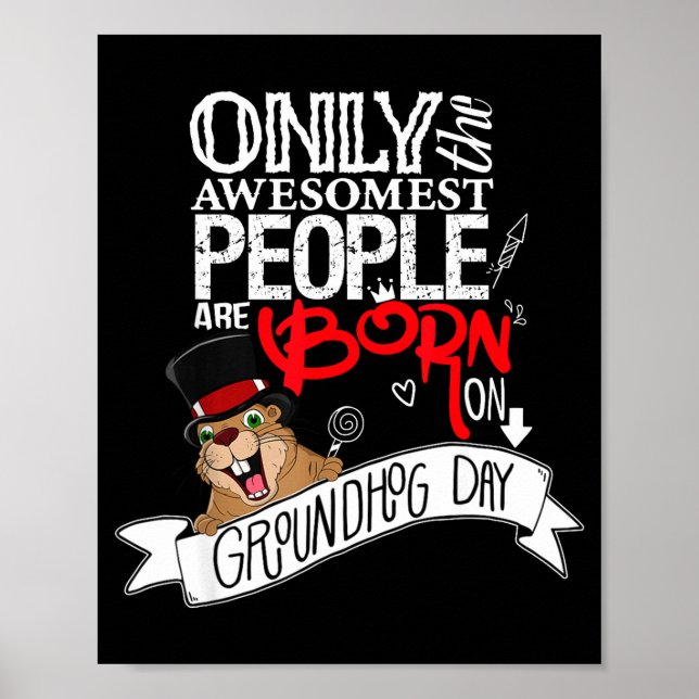 Póster Cumpleaños del Día de la Marmota de Punxsy Phils e (Frente)