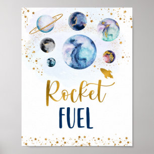 Póster Cumpleaños del espacio de oro azul de la Galaxy de