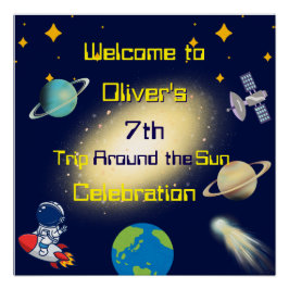 Póster Cumpleaños del espacio exterior - Astronauta, cohe