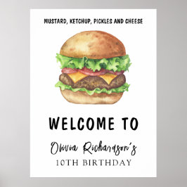 Póster Cumpleaños del Fiesta de la hamburguesa acuática