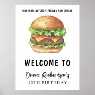Póster Cumpleaños del Fiesta de la hamburguesa acuática