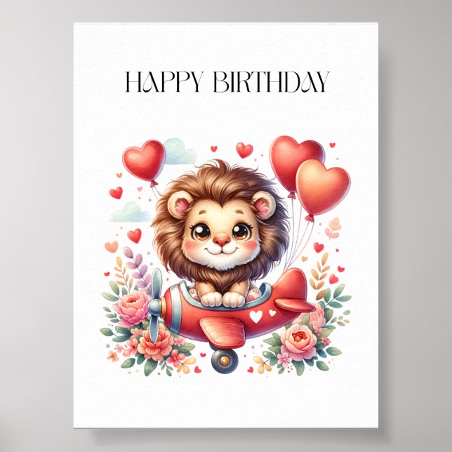 Póster Cumpleaños del León Volador (Frente)