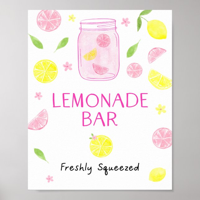 Póster Cumpleaños del limón rosa Lemonade (Frente)