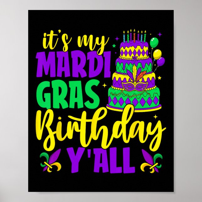 Póster Cumpleaños del Mardi Gras Ya (Frente)
