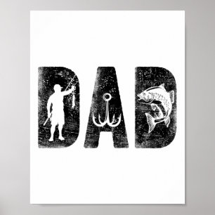 Póster Cumpleaños del papá pescador Clic Fuente Negrita P