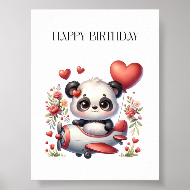 Póster Cumpleaños del piloto panda (Frente)