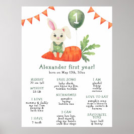Póster Cumpleaños del primer cumpleaños de Bunny