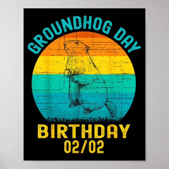 Póster Cumpleaños Día de la Marmota 2 de febrero Cumpleañ (Frente)