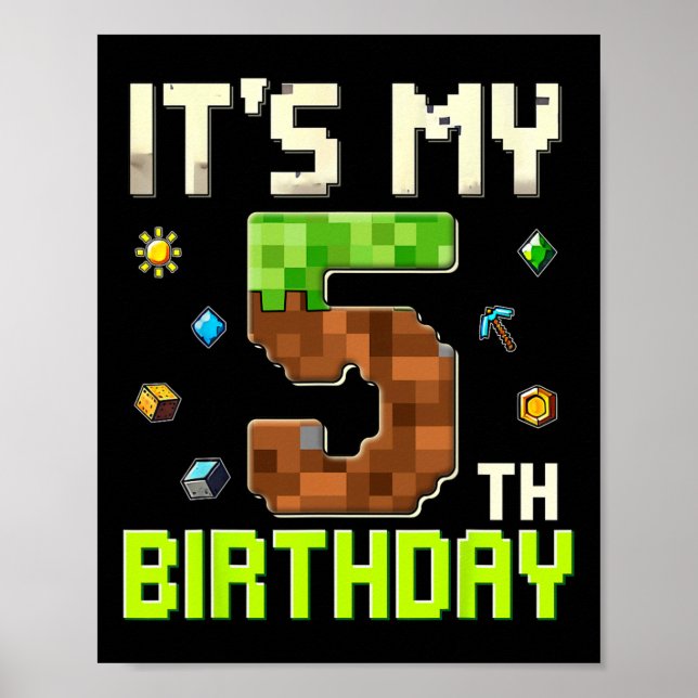 Póster Cumpleaños Divertido Chico Es Mi 5to Cumpleaños Ga (Frente)